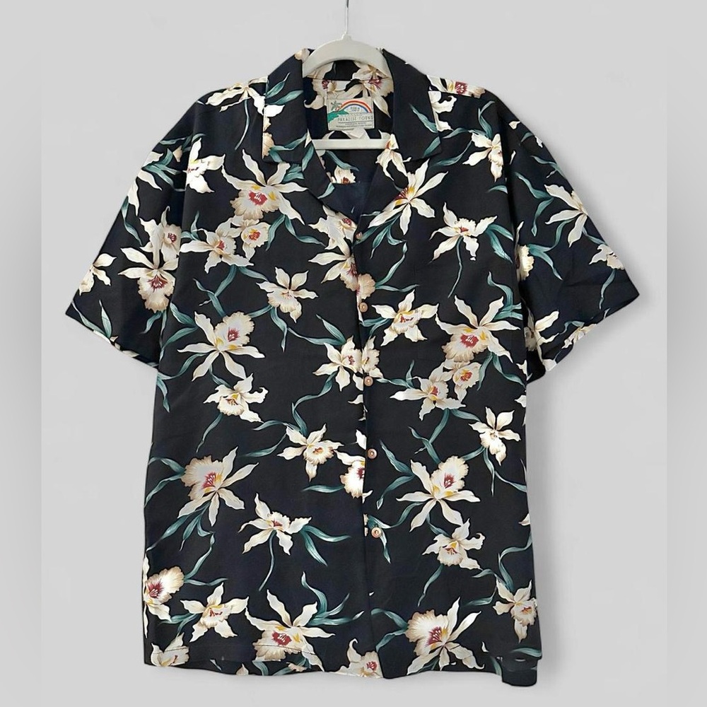 🇺🇸 MADE IN HAWAII USA VINTAGE Paradise Found Hawaiian Camp Shirt